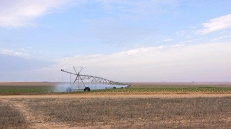 Watering machine in agriculture summer dayの写真素材