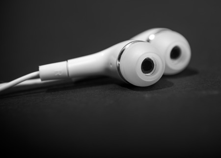 headphones close up dark backgroundの写真素材