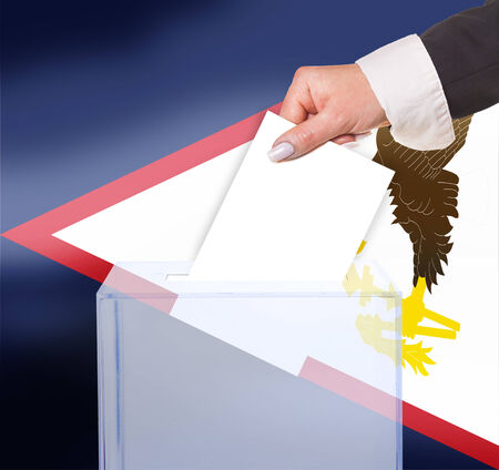 electoral vote by ballot, under the American Samoa flagの写真素材