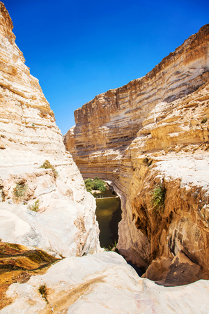 landscape of the gorge in the Negev desert view from top ofの写真素材
