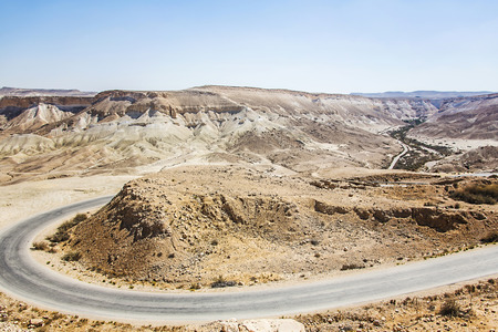 landscape road of the gorge in the Negev desertの写真素材