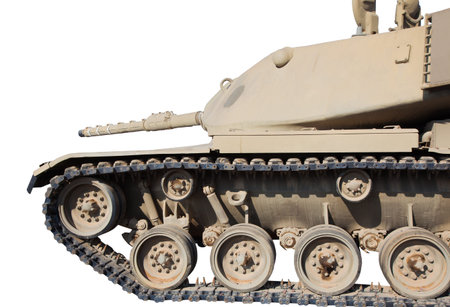 Israeli military tank isolated on white の写真素材