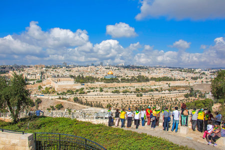 JERUSALEM/ISRAEL - 20 SEPTEMBER 2014:  panorama of the old city of jerusalem. 20 september 2014 Jerusalem.のeditorial素材