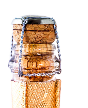 neck of a bottle close-up isolated on white backgroundの写真素材