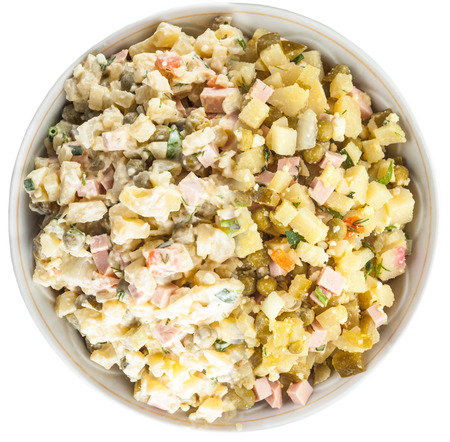 cut into assorted vegetables into cubes in a bowlの写真素材