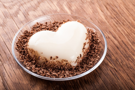jelly in the form of heart close-up on wooden backgroundの写真素材