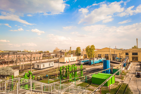 the repair rail station and trains areのeditorial素材