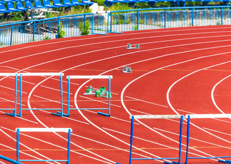 red track with marking and the obstacles