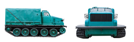 old tractor unit isolated on a white backgroundの写真素材