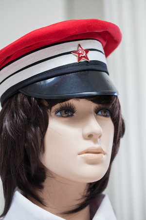 Mannequin in the old railway worker uniformsの写真素材