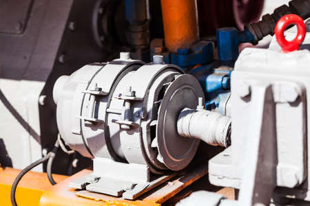 Old mechanism repair and construction of the train closeupの写真素材