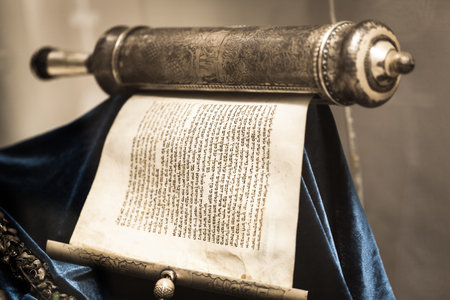 Ancient sacred the unwrapped Torah scroll silver