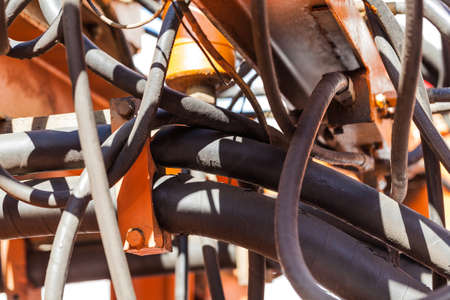 Old mechanism repair and construction of the train closeupの写真素材