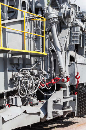 Old mechanism repair and construction of the train closeupの写真素材