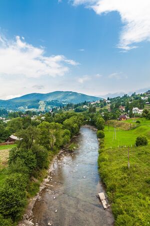 landscape mountain river Prut in the Carpathiansの写真素材