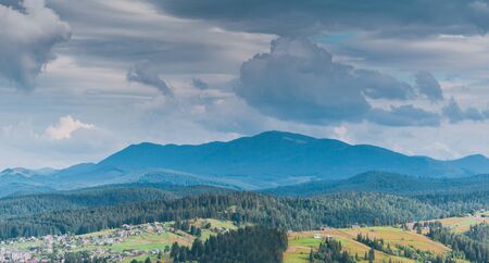 Rural mountain landscape of the Montenegrin ridge in Carpathiansの写真素材