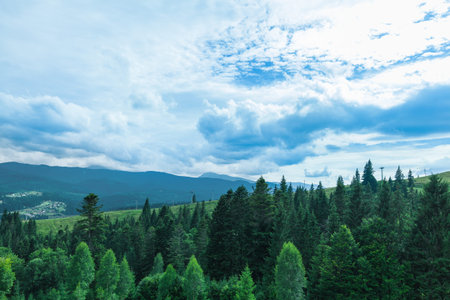 mountain landscape of the Montenegrin ridge in Carpathiansの写真素材