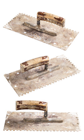 old construction trowel isolated on white background