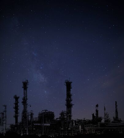night landscape, the starry sky and a plantの写真素材