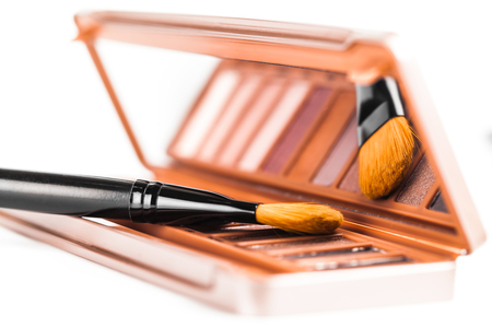 set of decorative cosmetics, Eyeshadow Palette and brushの写真素材