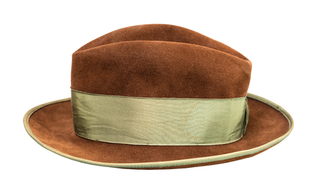 Mens vintage hat isolated on white backgroundの写真素材