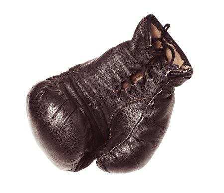old boxing glove on a white background isolatedの写真素材