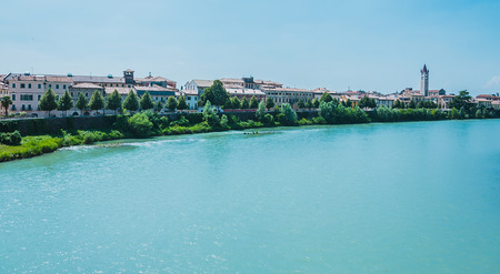 Embankment of river Adige in Verona, Italyの写真素材