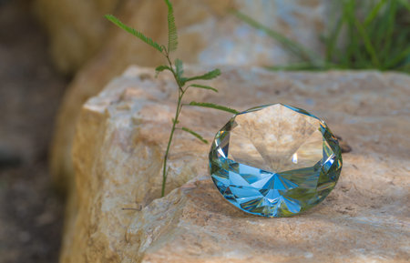 gemstone closeup lying on the stone outdoorsの写真素材