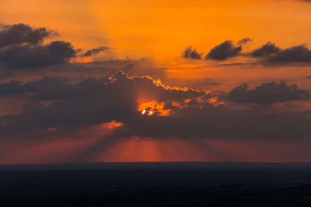 countryside, color sky at sunset in the desert