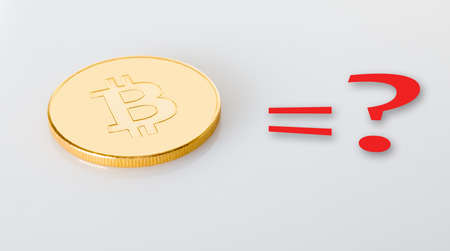 bitcoin crypt money and question mark on white backgroundの写真素材