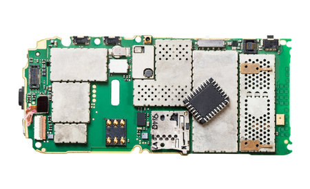 disassembled mobile phone on white isolated background