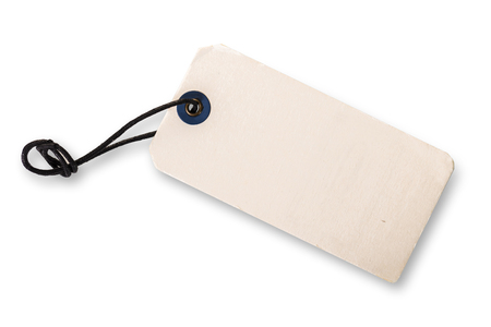 blank close-up tag on white isolated backgroundの写真素材
