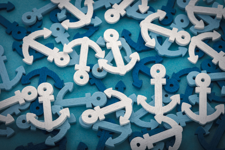 sea background from decorative color anchors closeupの写真素材