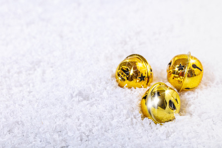 Christmas bells in the snow, festive backgroundの写真素材
