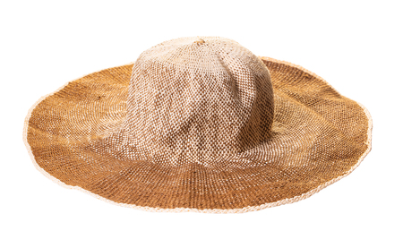 woman summer hat on a white isolated backgroundの写真素材