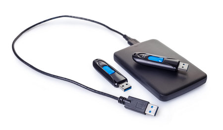computer hard drive on white isolated background