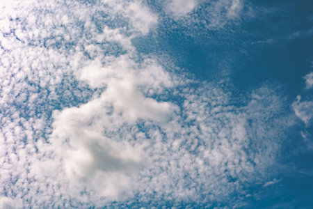blue sky with clouds closeup, natural landscape