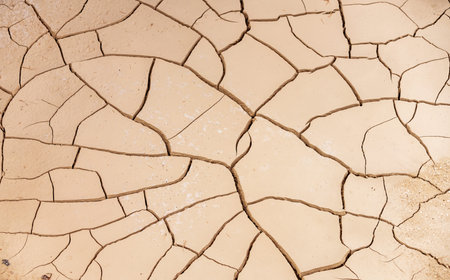 natural abstract background, cracks on dry ground closeup