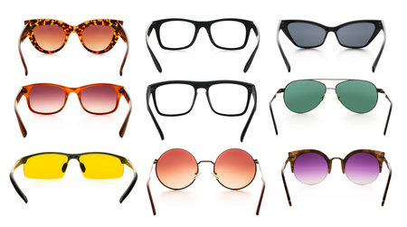 set of glasses on a white isolated background