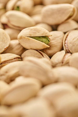food background texture of pistachios close-up                               