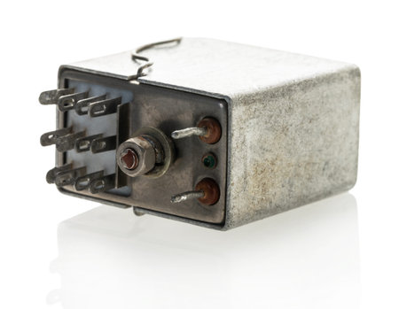 radio relay component closeup on white isolated background