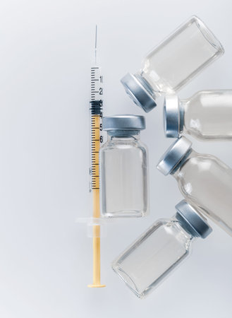 syringe and medicine bottle for injection, Influenza vaccine concept