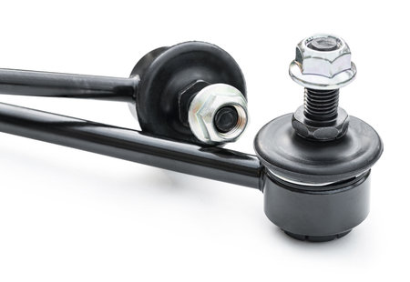 new car stabilizer closeup on white isolated backgroundの写真素材