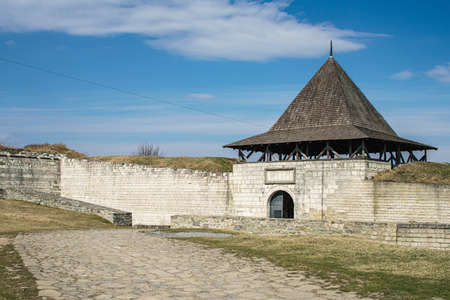 view of an ancient stone fortress with a towerのeditorial素材