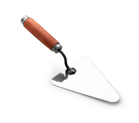 work tool, new trowel on a white isolated backgroundの写真素材