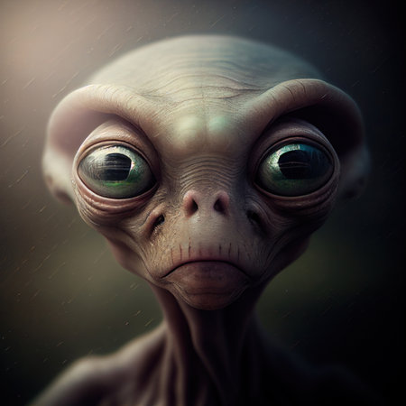 portrait of a gray alien, fantasy illustrationの素材