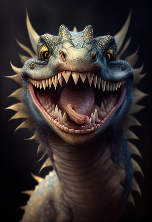 fantasy dragon portrait, illustrationの素材