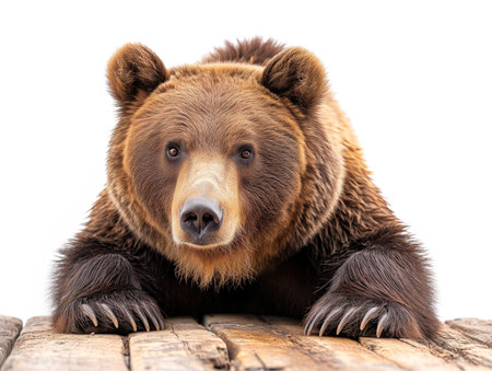 brown bear on a white background, realistic illustrationの素材