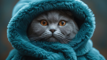 portrait of a cat in clothes, realistic illustrationの素材