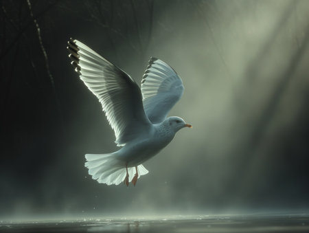 bird in the sun's rays, realistic illustrationの素材